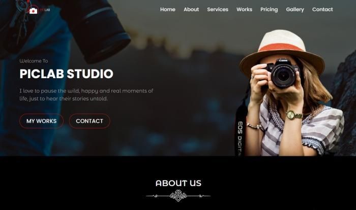 黑色摄影设计服务网站模板