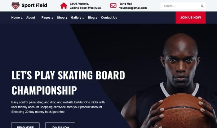 体育俱乐部活动电商网站模板