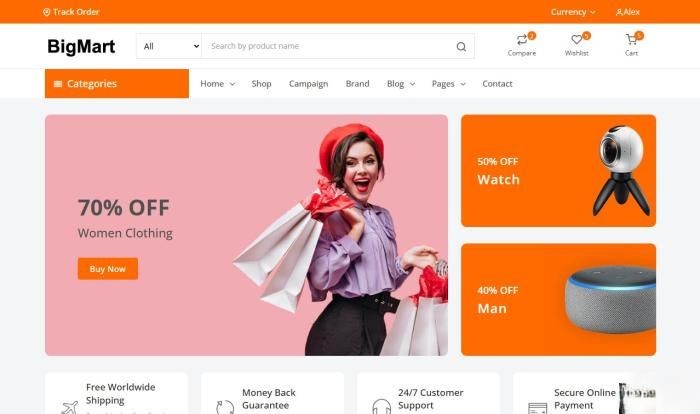 橙色简约综合电商网站模板