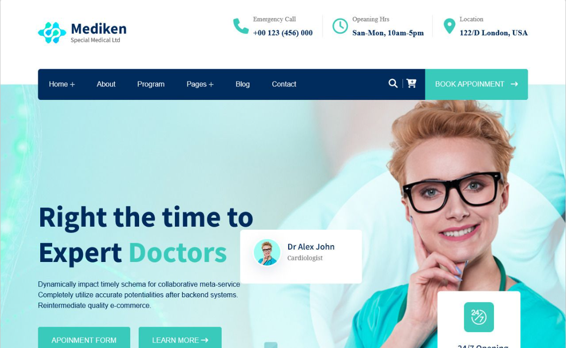 绿色优质医疗健康服务网站模板